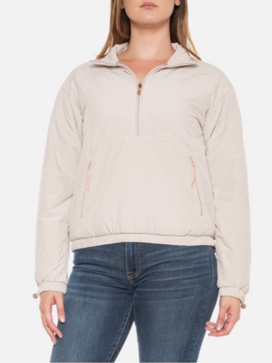 Avalanche Jackets & Blazers - Avalanche Beige Quilted Half-Zip Pullover Jacket